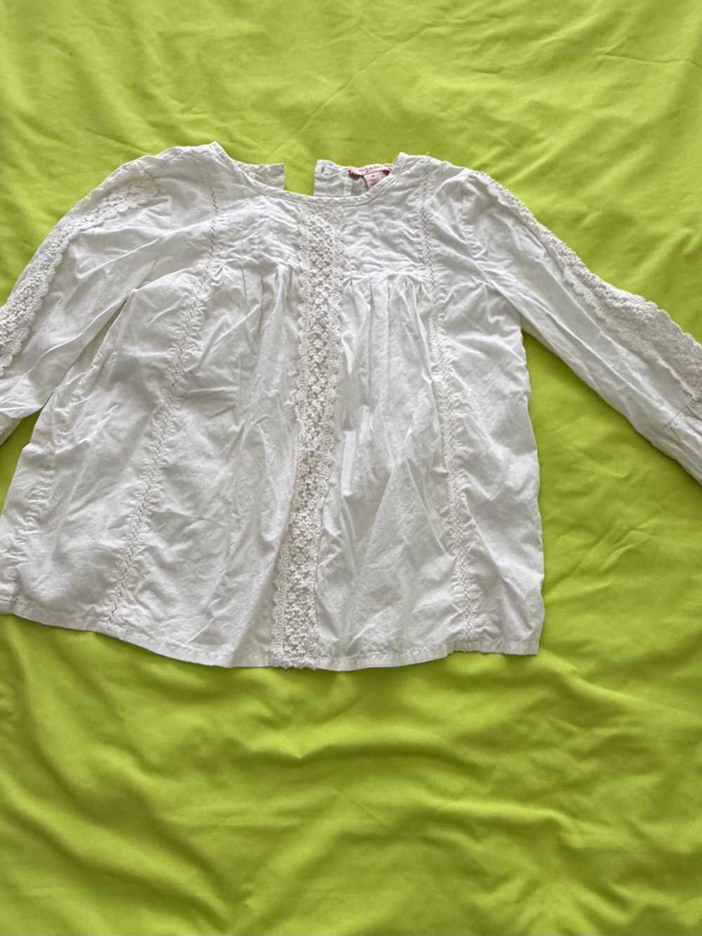 ruby & bloom White Lace-Trim Girls' Long-Sleeve Blouse
